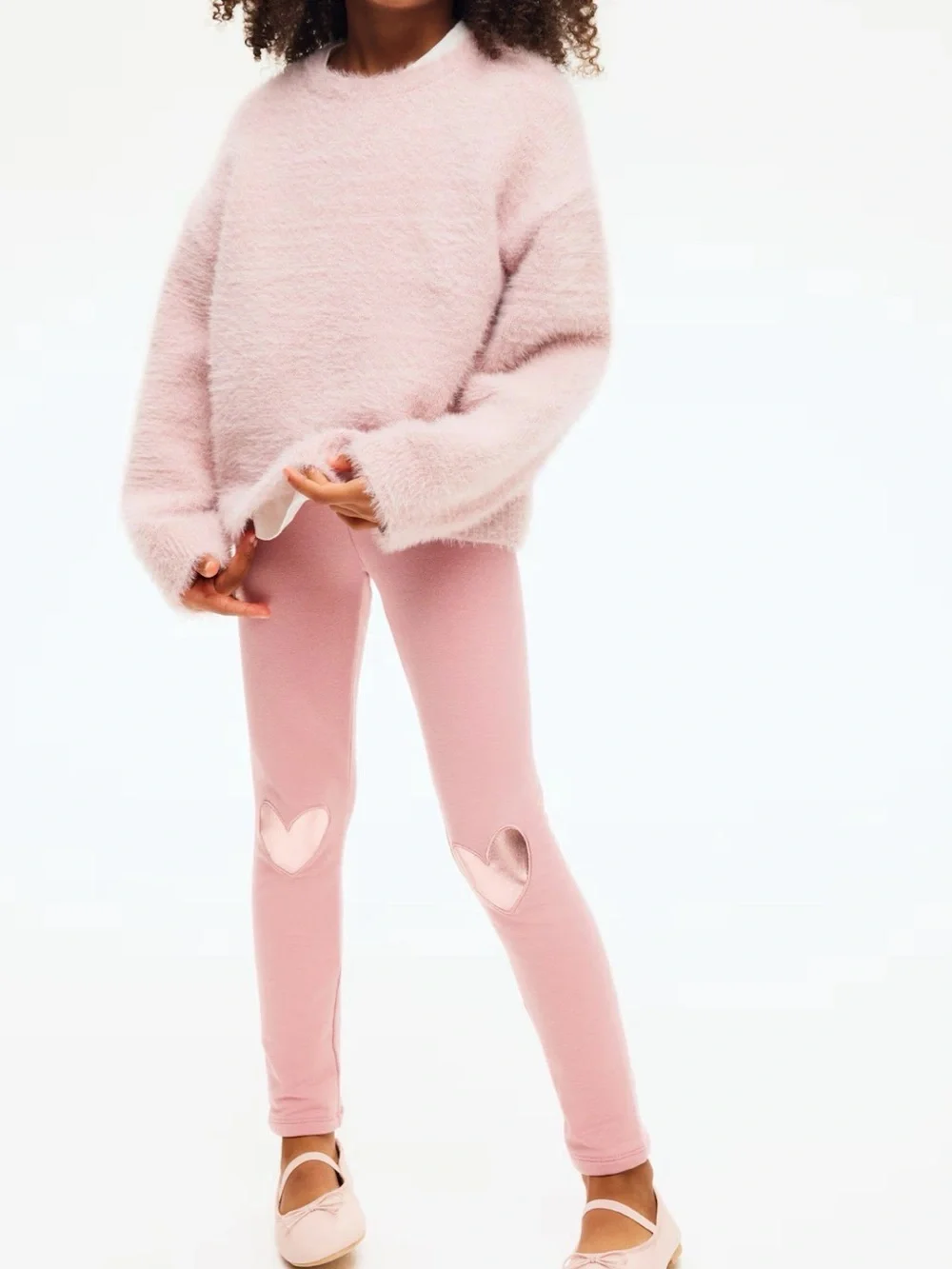 H&M pink metallic heart leggings